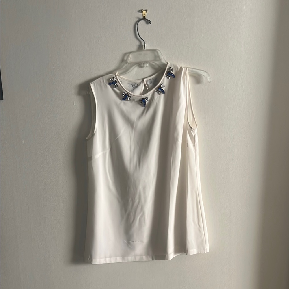 Dolce & Gabbana White Embellished Blouse with Peter Pan Collar